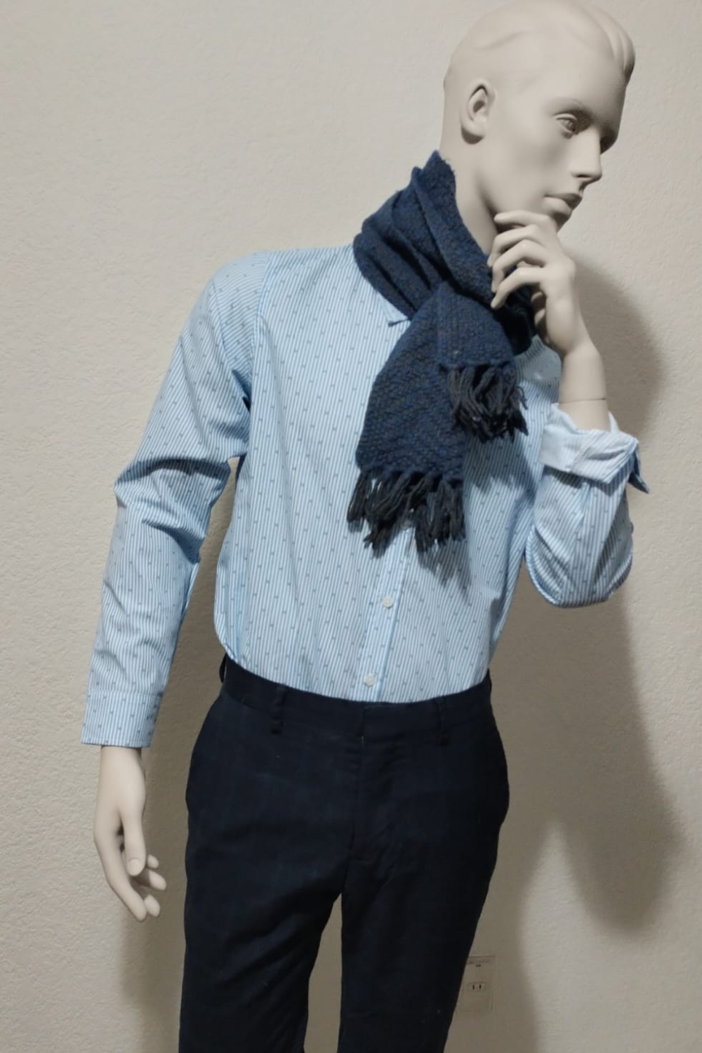 Camisa Casual Azul Punteada ML