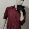 Camisa Casual Vino Punteada ML
