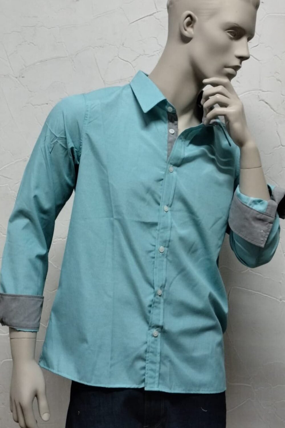 CAMISA CASUAL AZUL PASTEL ML