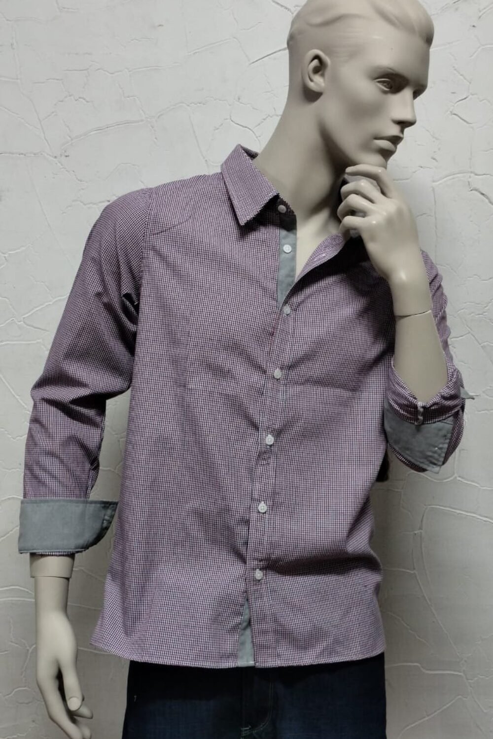CAMISA CUADROS MORADA ML