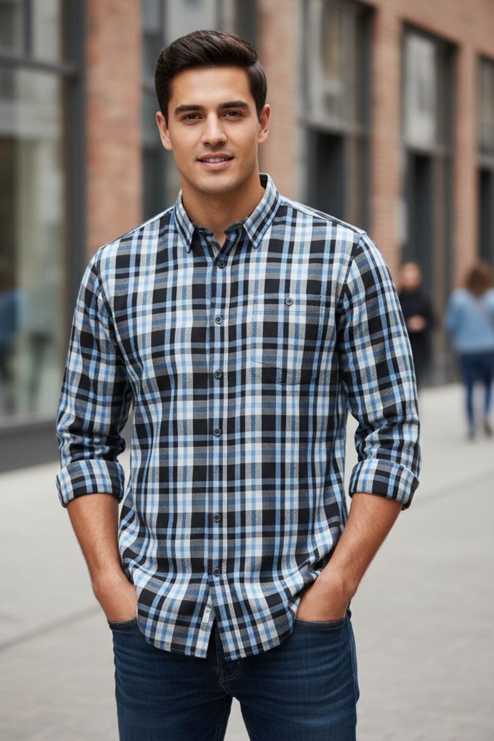 SS Camisa Azul y Negro ML