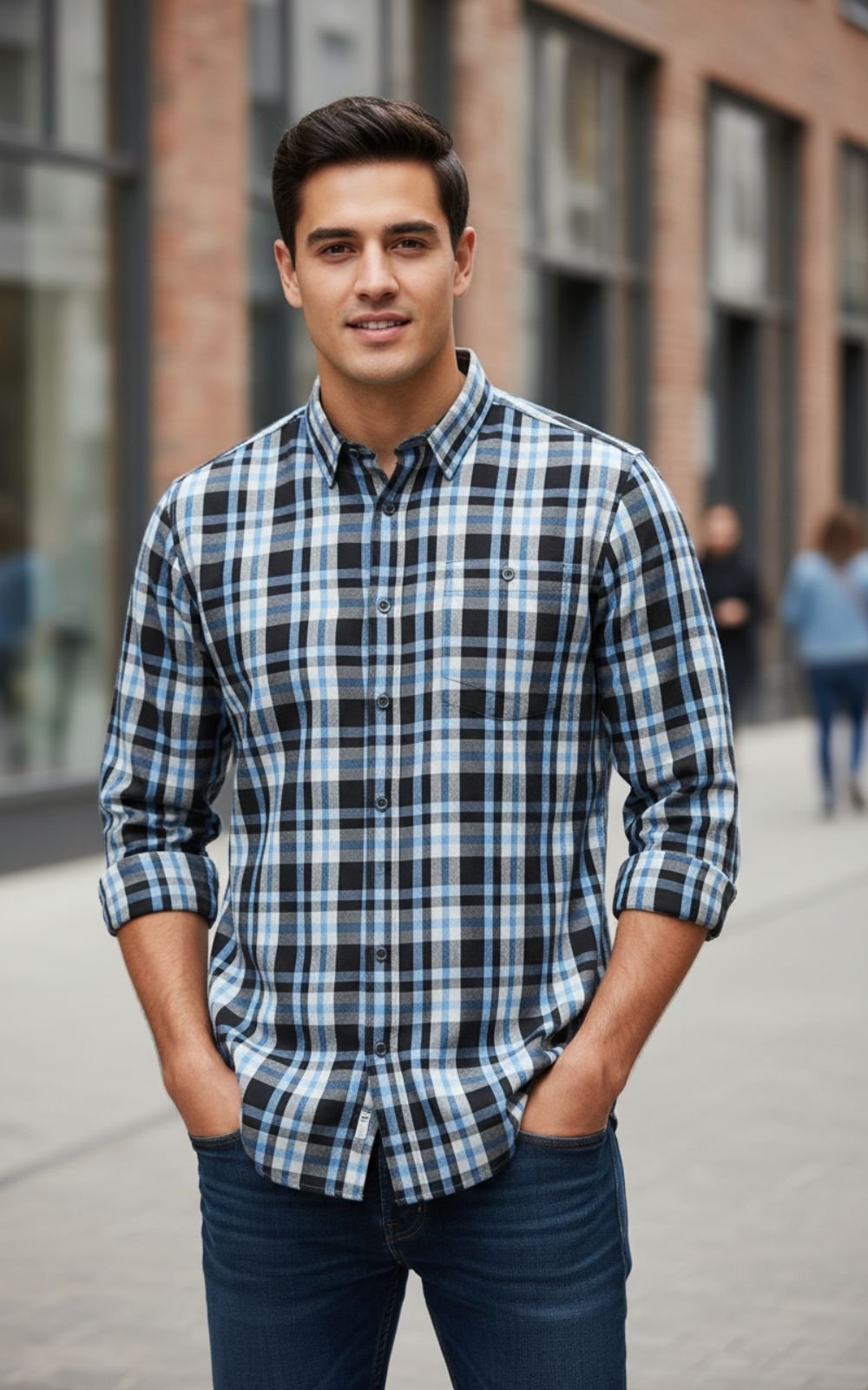 SS Camisa Azul y Negro ML