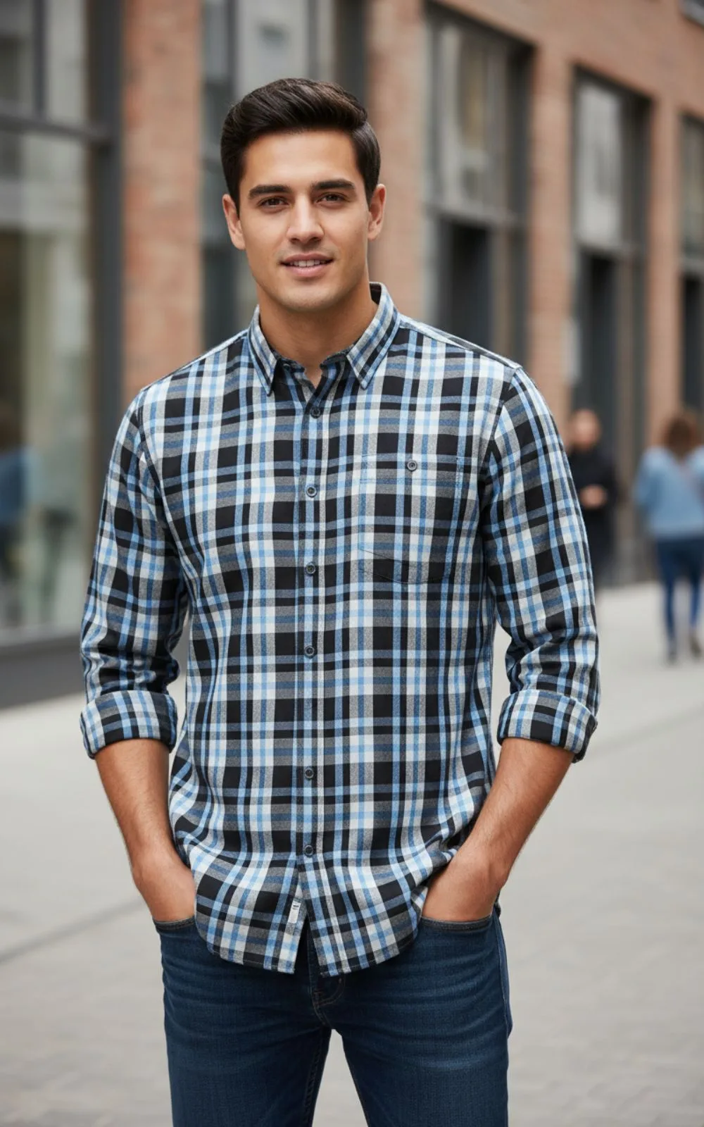 SS Camisa Azul y Negro ML